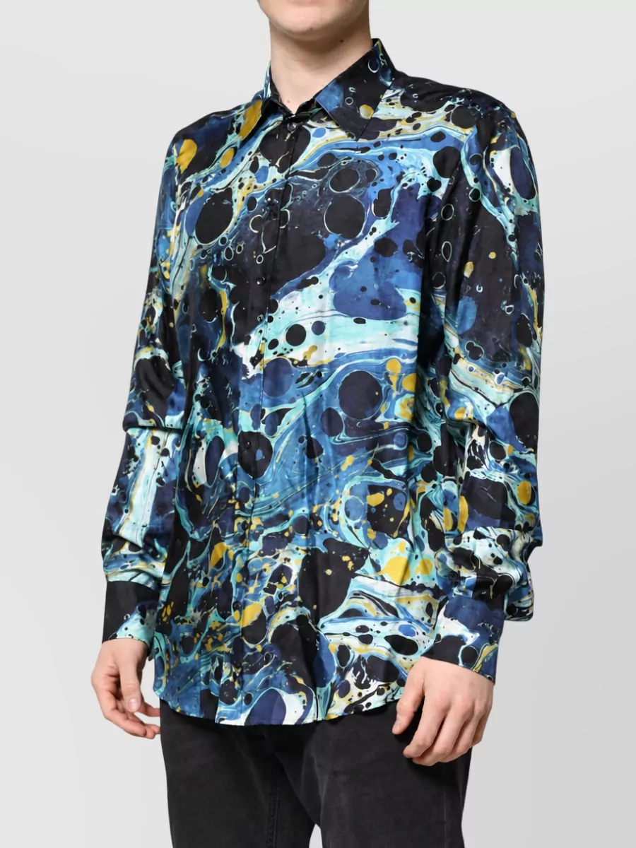 Dolce&Gabbana Silk Marble Print Dress Shirt
