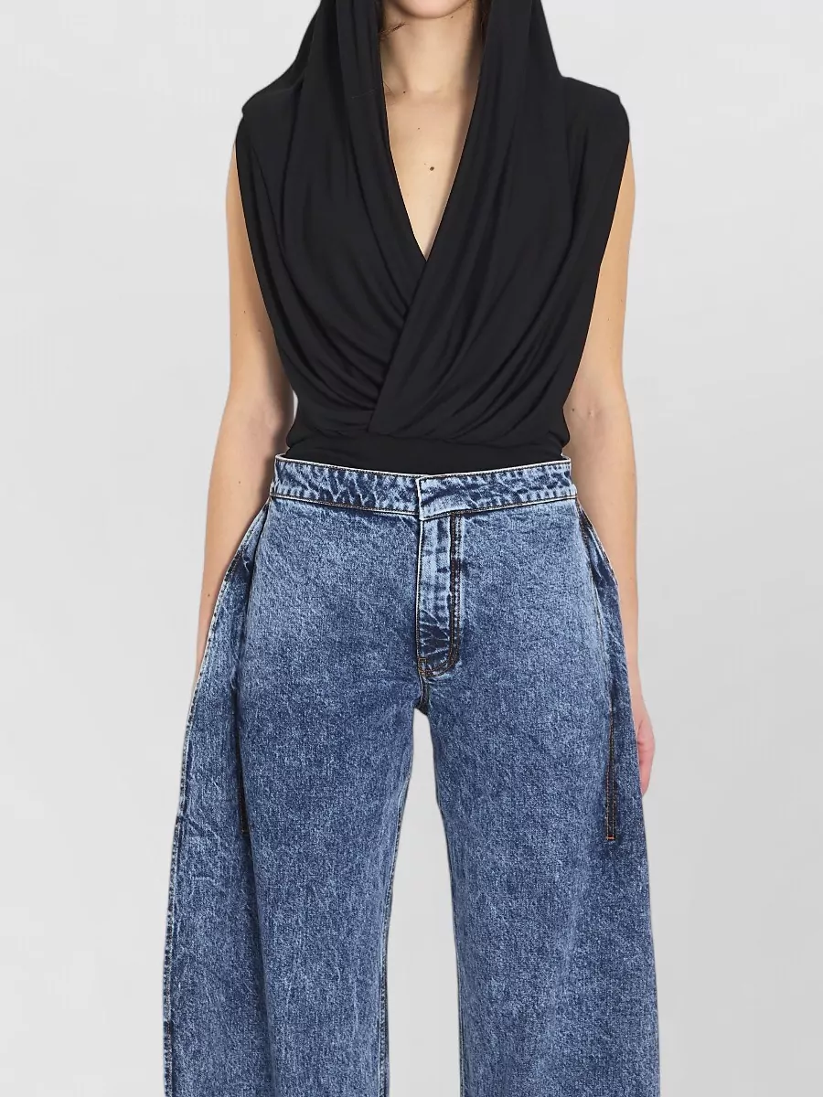 Alaïa Draped Hooded Sleeveless Bodysuit