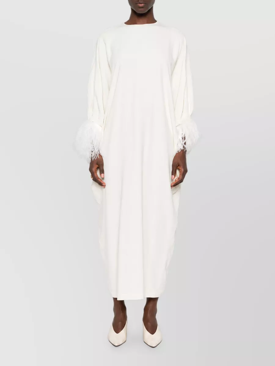 Alberta Ferretti Feather Trim Crew Neck Nightdress