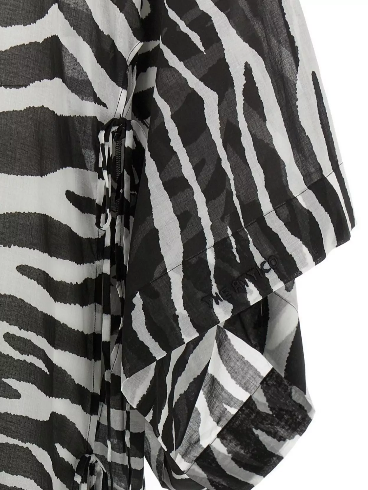 Attico Animal Print Sheer Caftan With Kimono Sleeves In Black