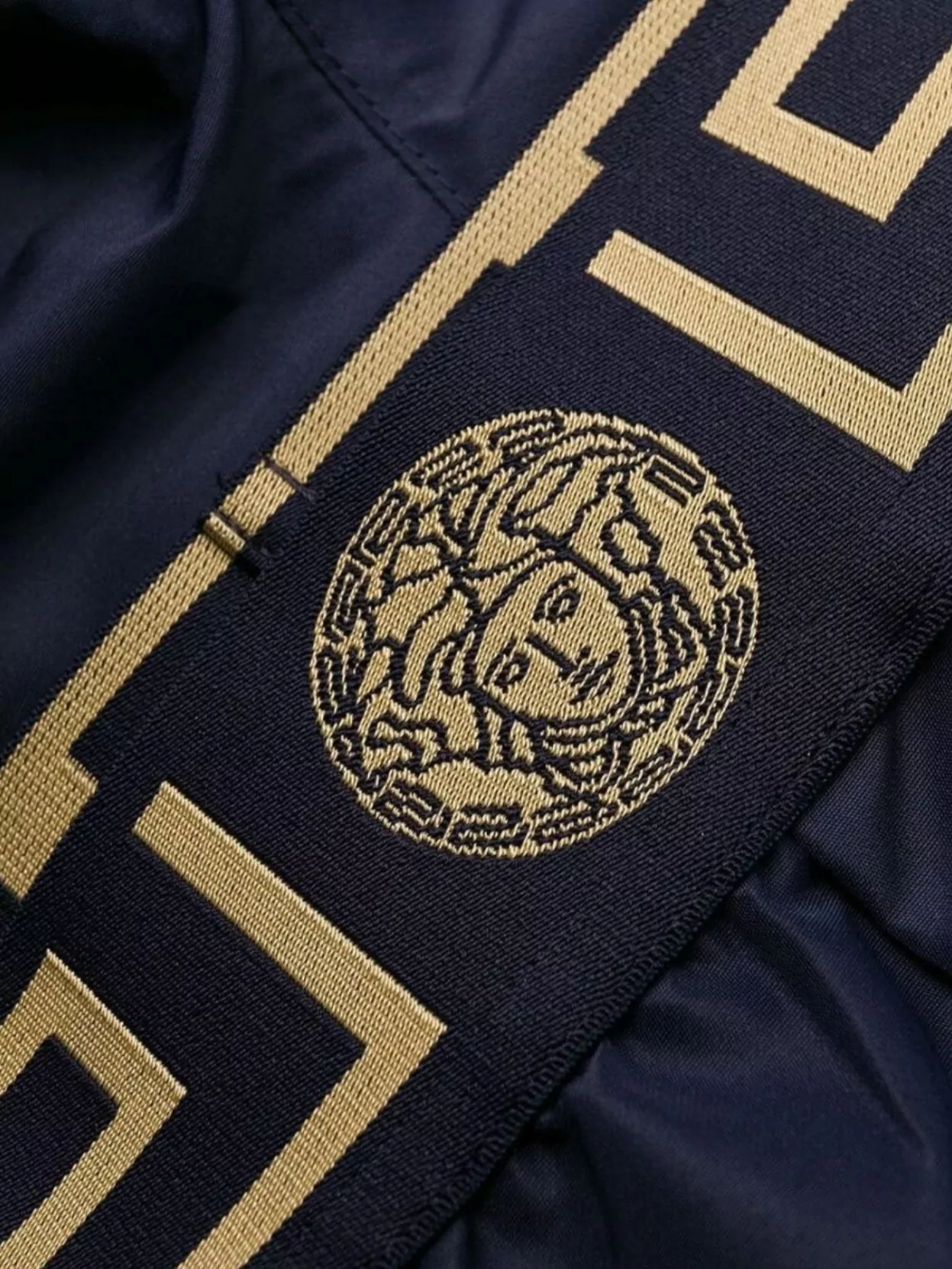 Versace Waistband Swim Shorts With Greca Detail