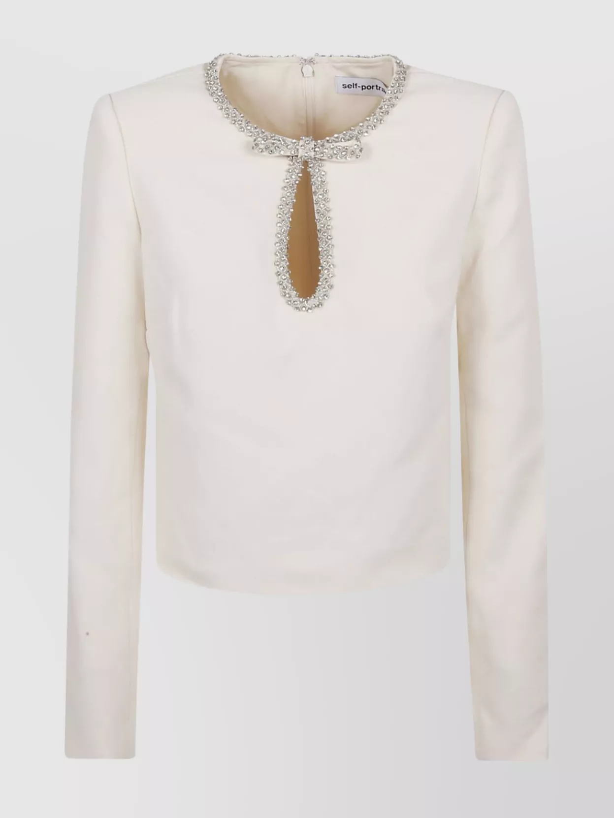 SELF-PORTRAIT DIAMANTE EMBELLISHED CROPPED TOP