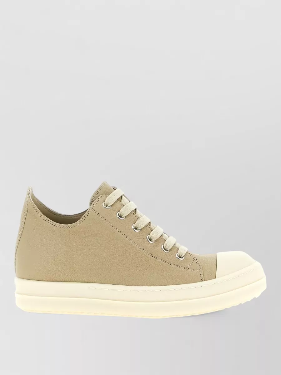 Rick Owens Low Top Lace Up Sneakers Rubber Sole