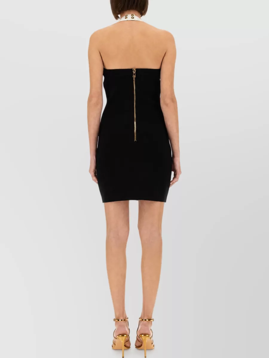 Balmain Two-Tone Knitted Mini Dress
