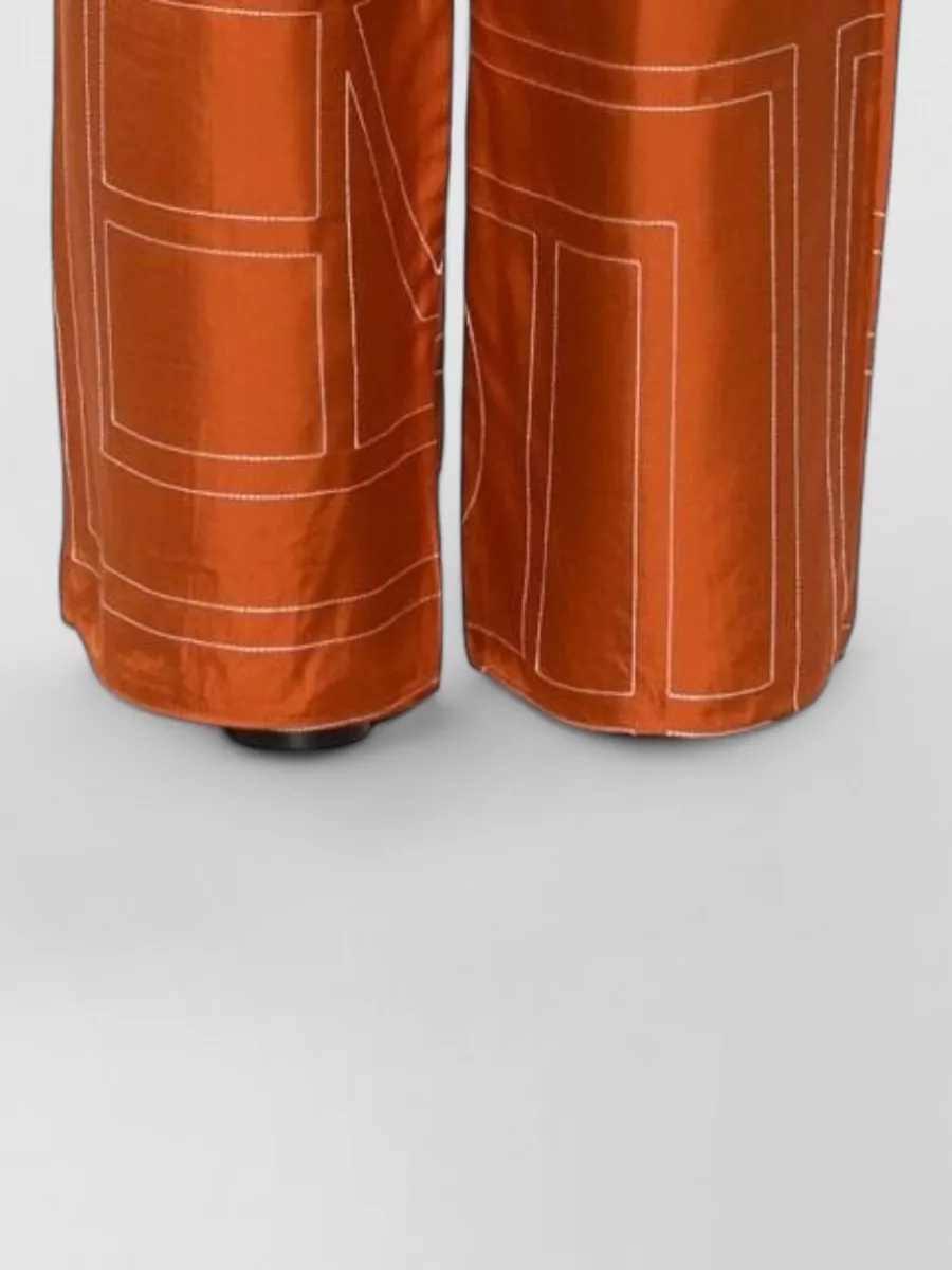 Totême Silk Monogram Wide-Leg Trousers