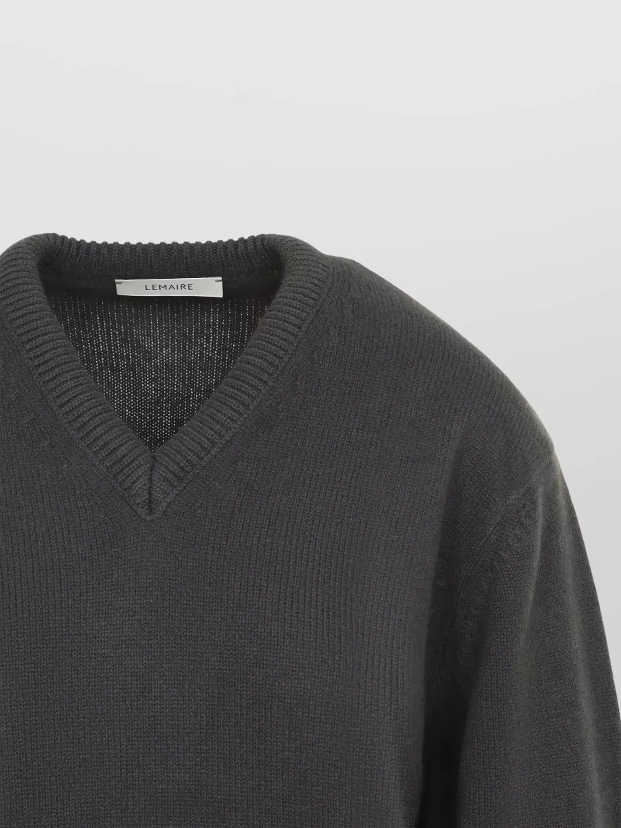 Lemaire Cashmere Ribbed V-Neck Relaxed-Fit Sweater