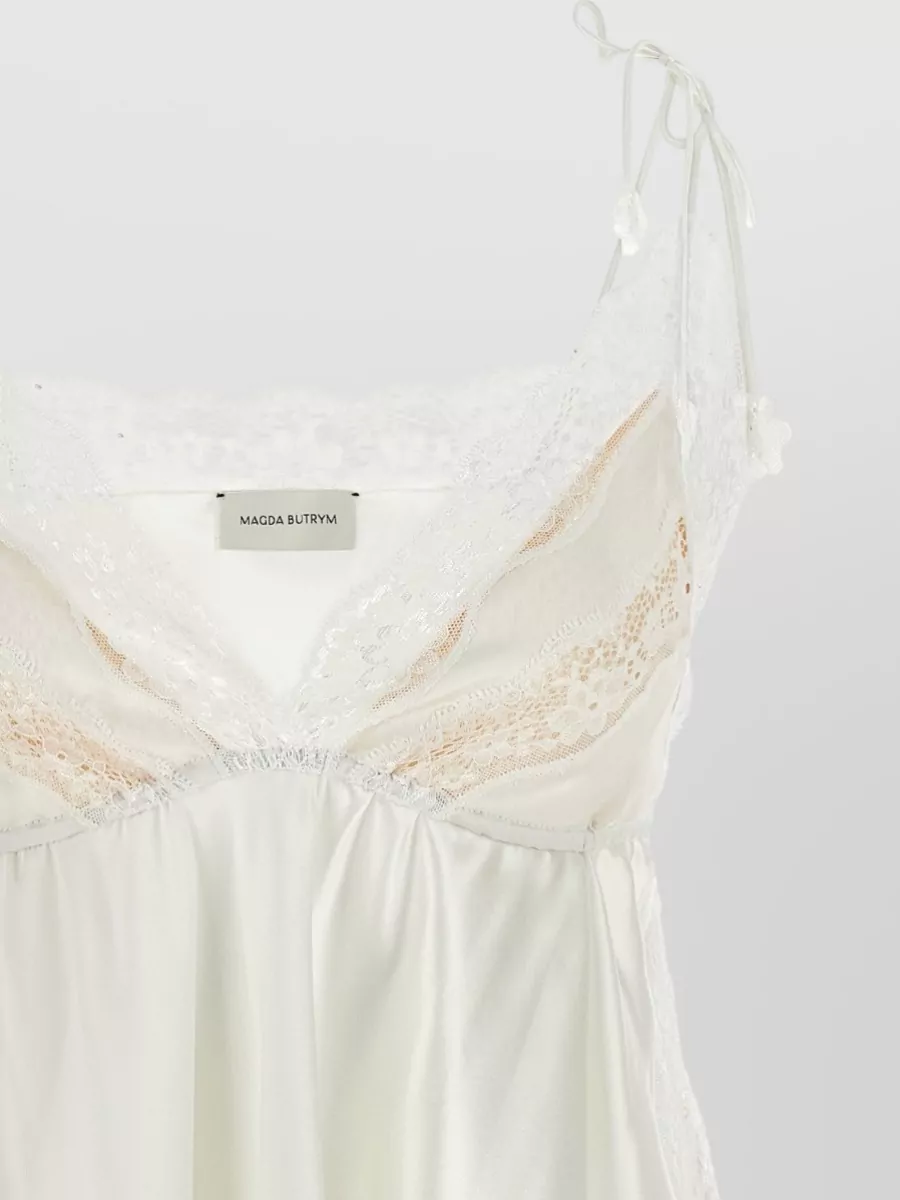 Magda Butrym Silk Lace-Trim Asymmetric V-Neck Nightdress
