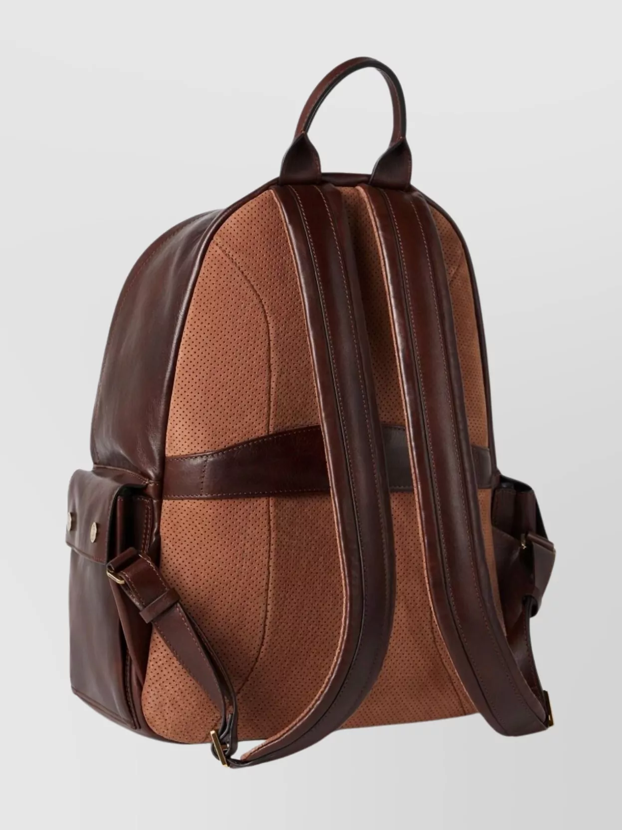 Brunello Cucinelli Structured Leather Backpack With Zip And Flap Pockets