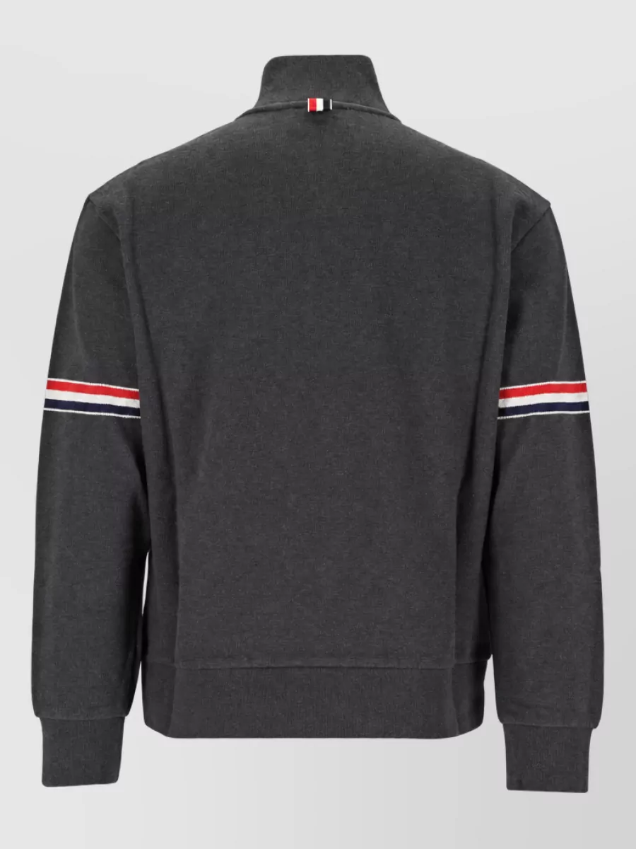 Thom Browne Funnel Neck Pullover Kangaroo Pocket Stripe