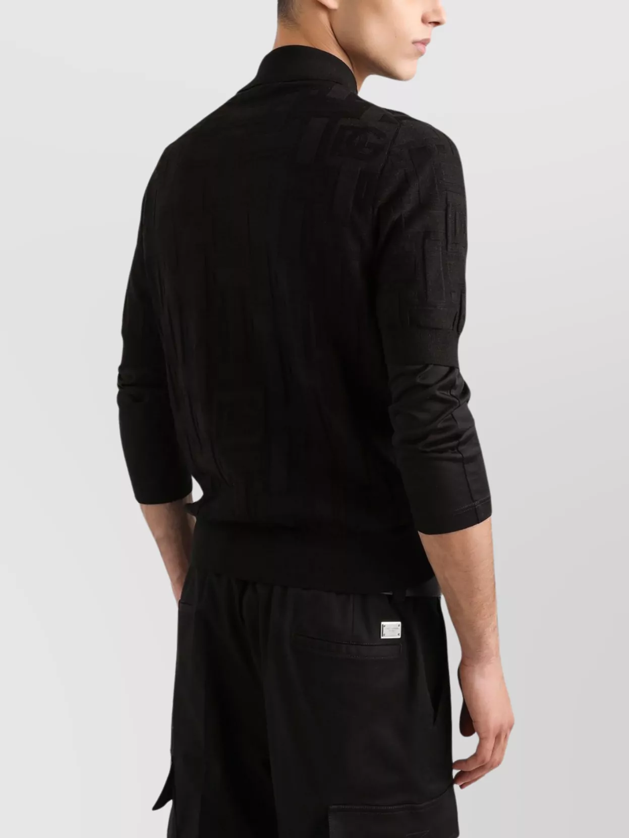 Dolce&Gabbana Jacquard Logo Silk Polo Shirt