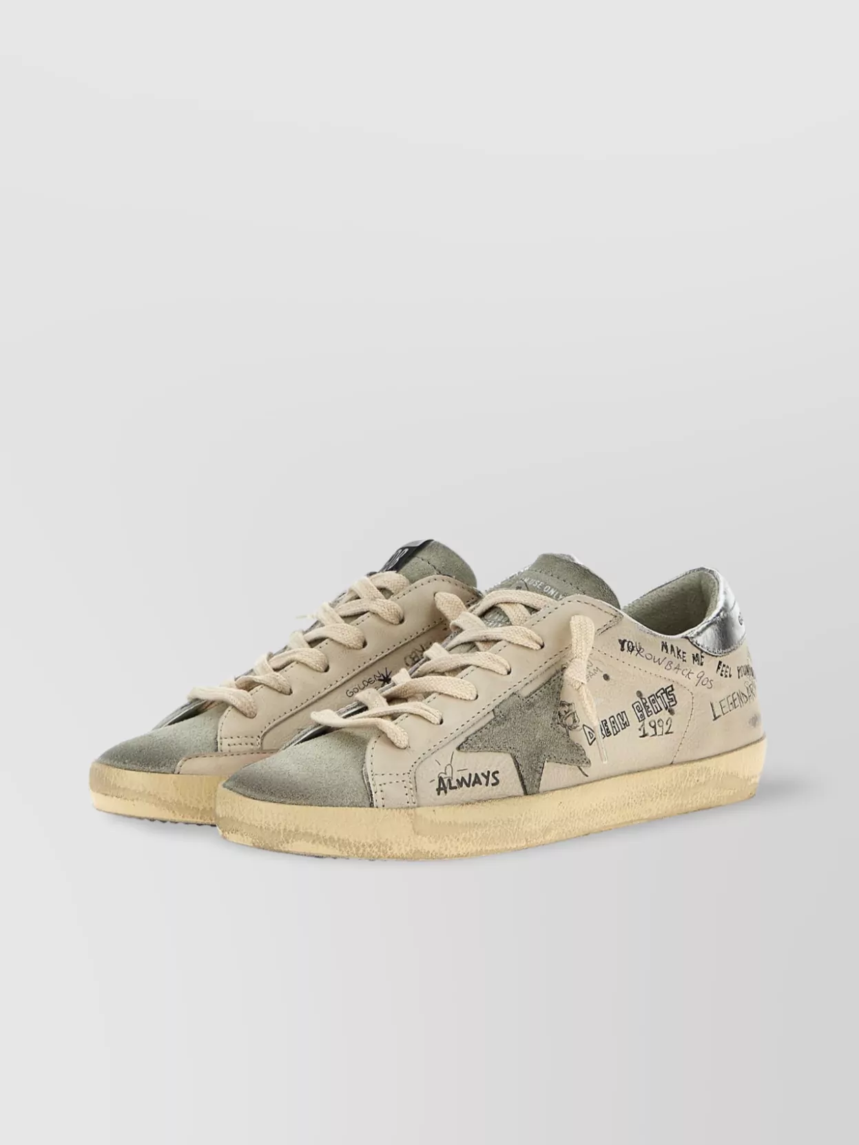 Golden Goose 'Distressed' Low-Top Sneakers Featuring Graphic Print