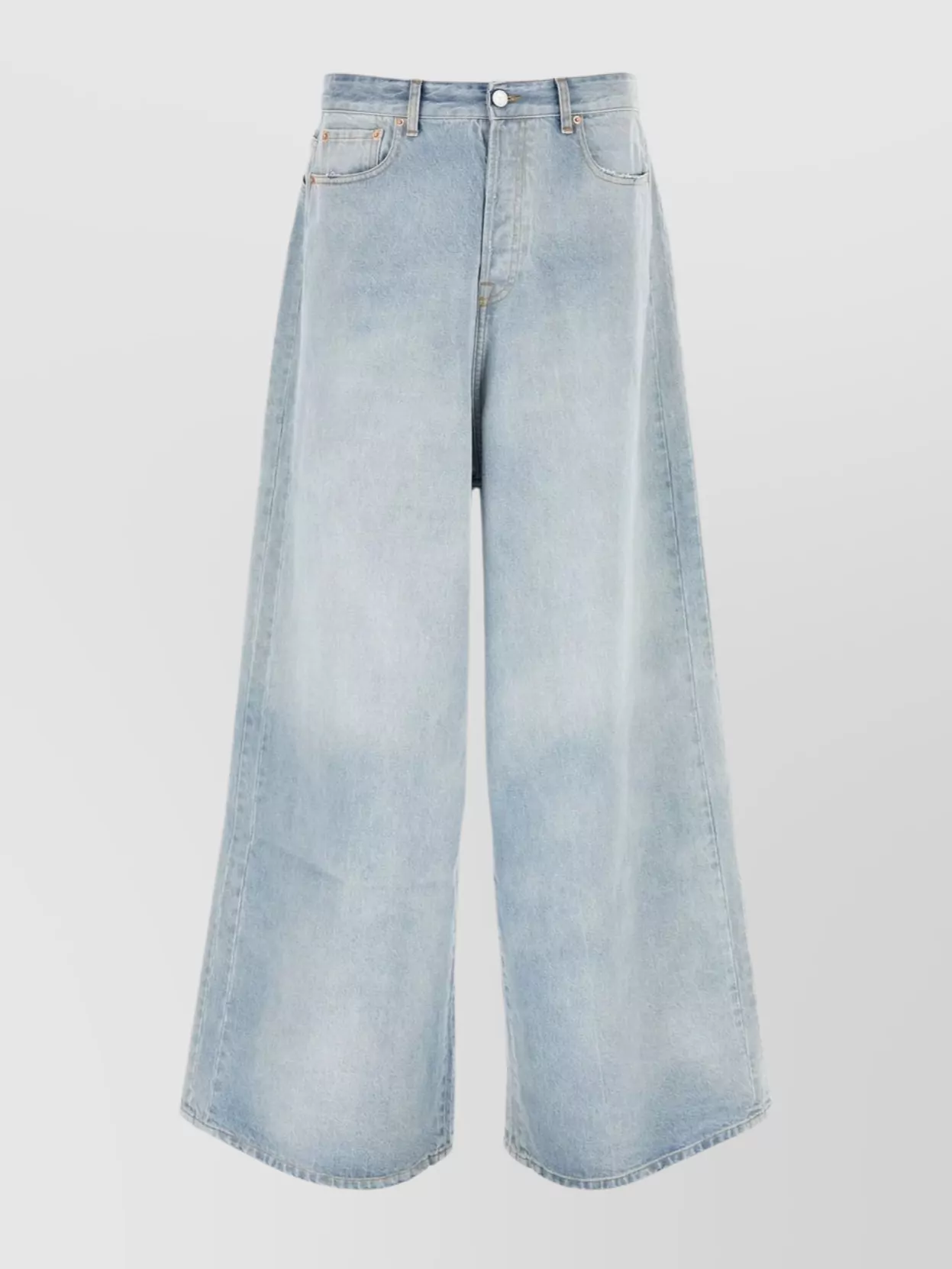 Shop Vetements Wide-leg Cotton Denim Trousers With Contrast Stitching