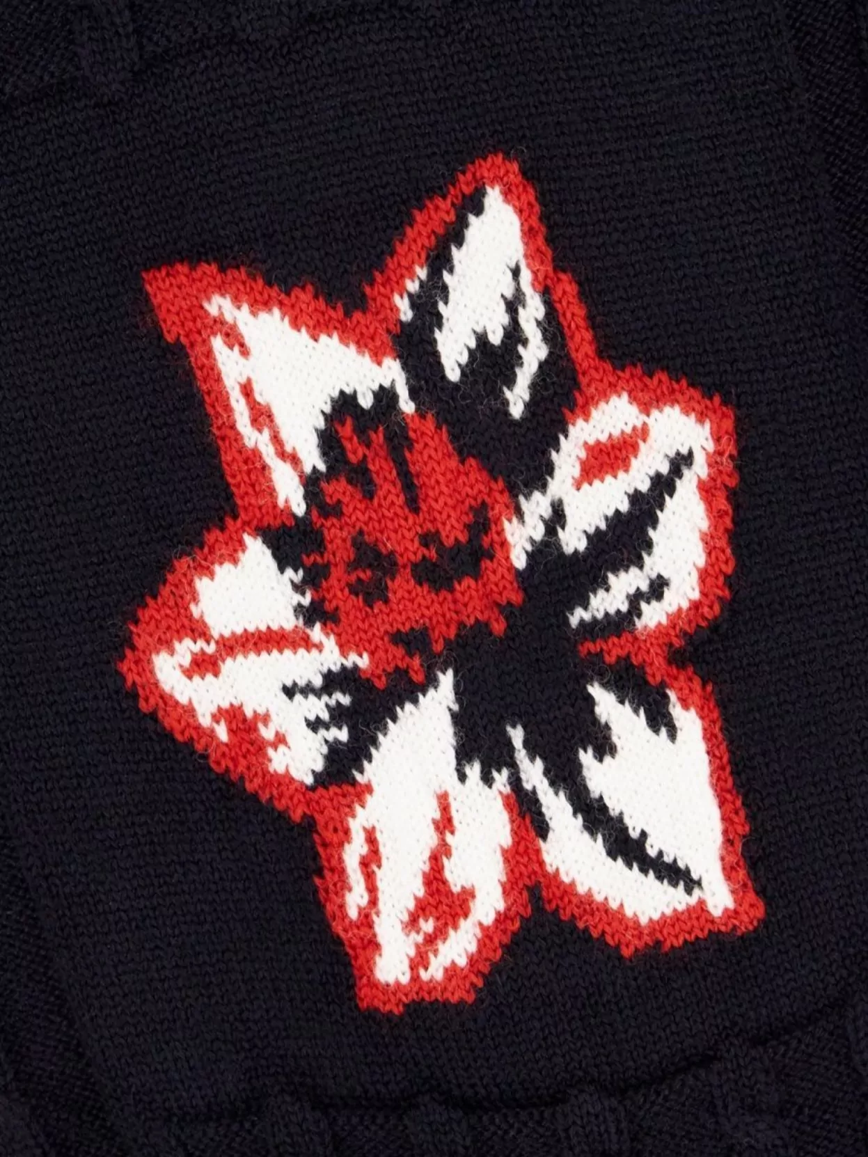 Thom Browne Wool Cardigan With Embroidered Flowers And Pockets In Black