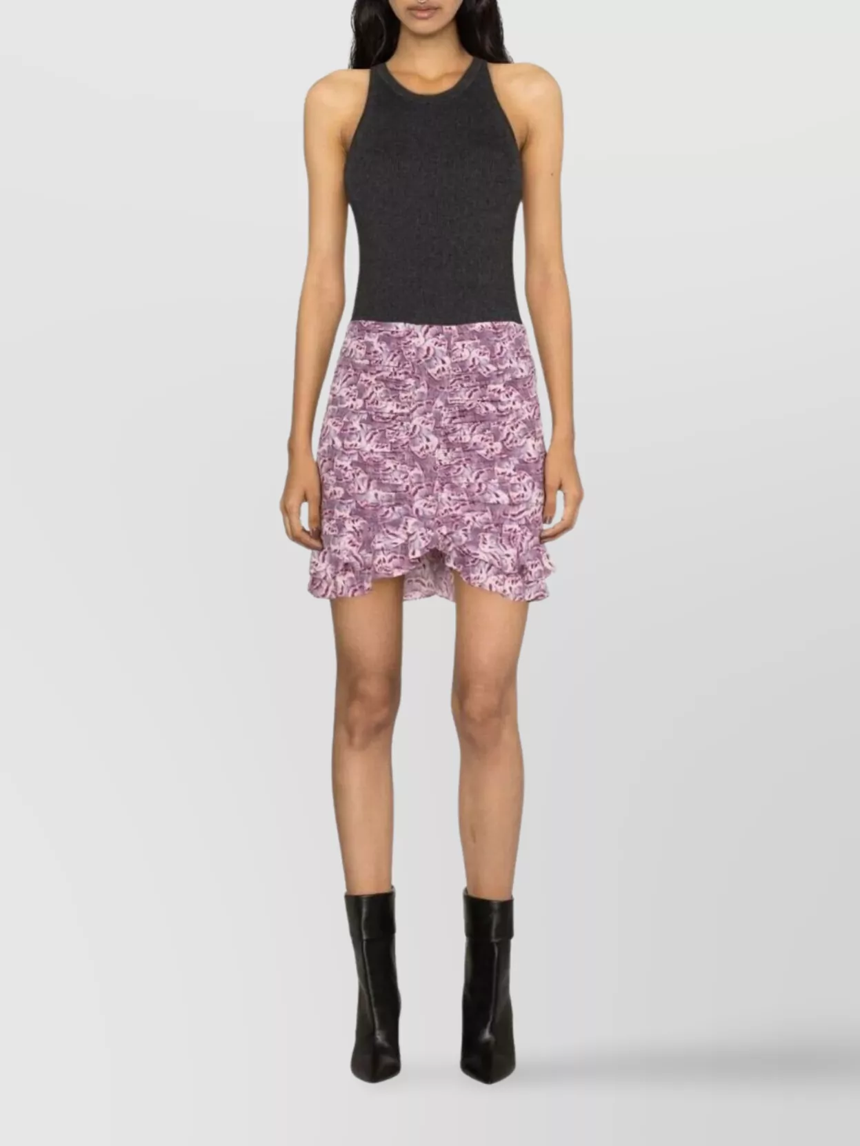 Isabel Marant Floral Mini Skirt Ruffled Hem In Multi