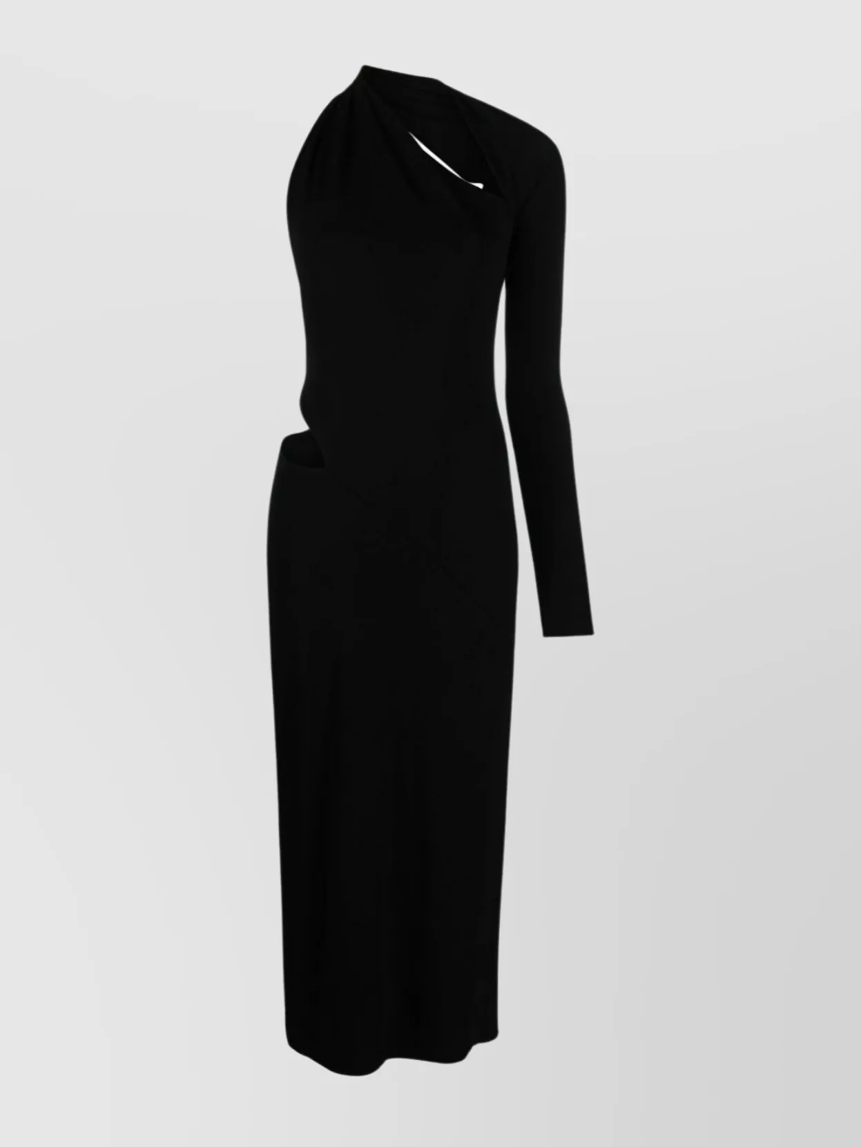Shop Versace One Shoulder Midi Dress With Asymmetric Neckline In Black