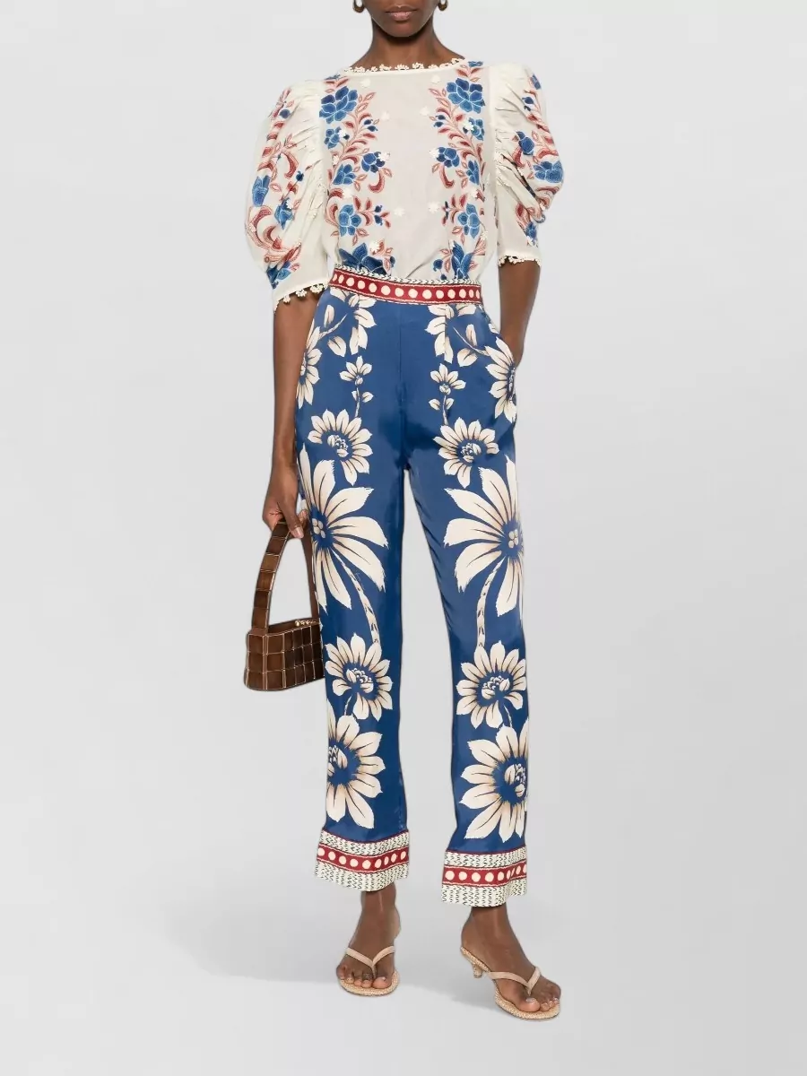Farm Rio Floral-Print Relaxed-Fit Wide-Leg Trousers