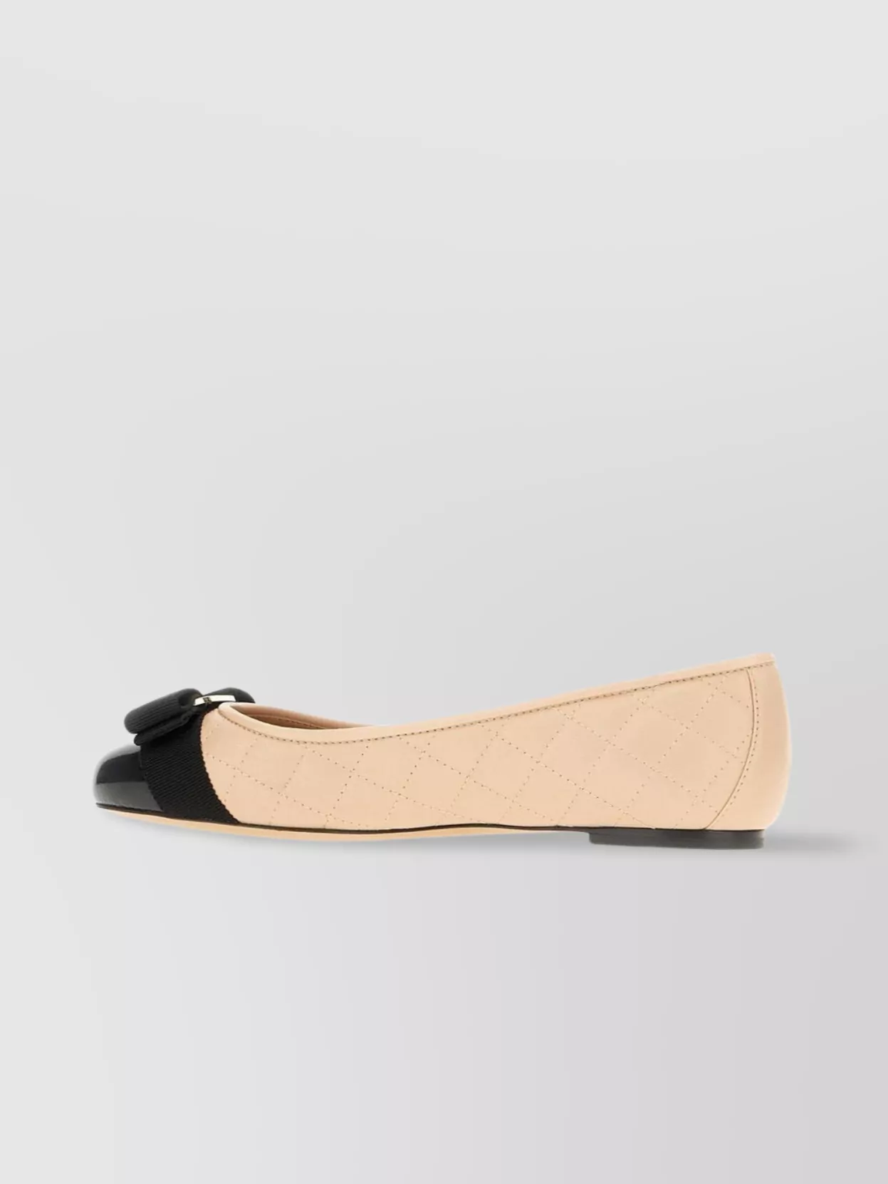 Ferragamo Varina Bow-embellished Quilted Smooth And Patent-leather Ballet Flats