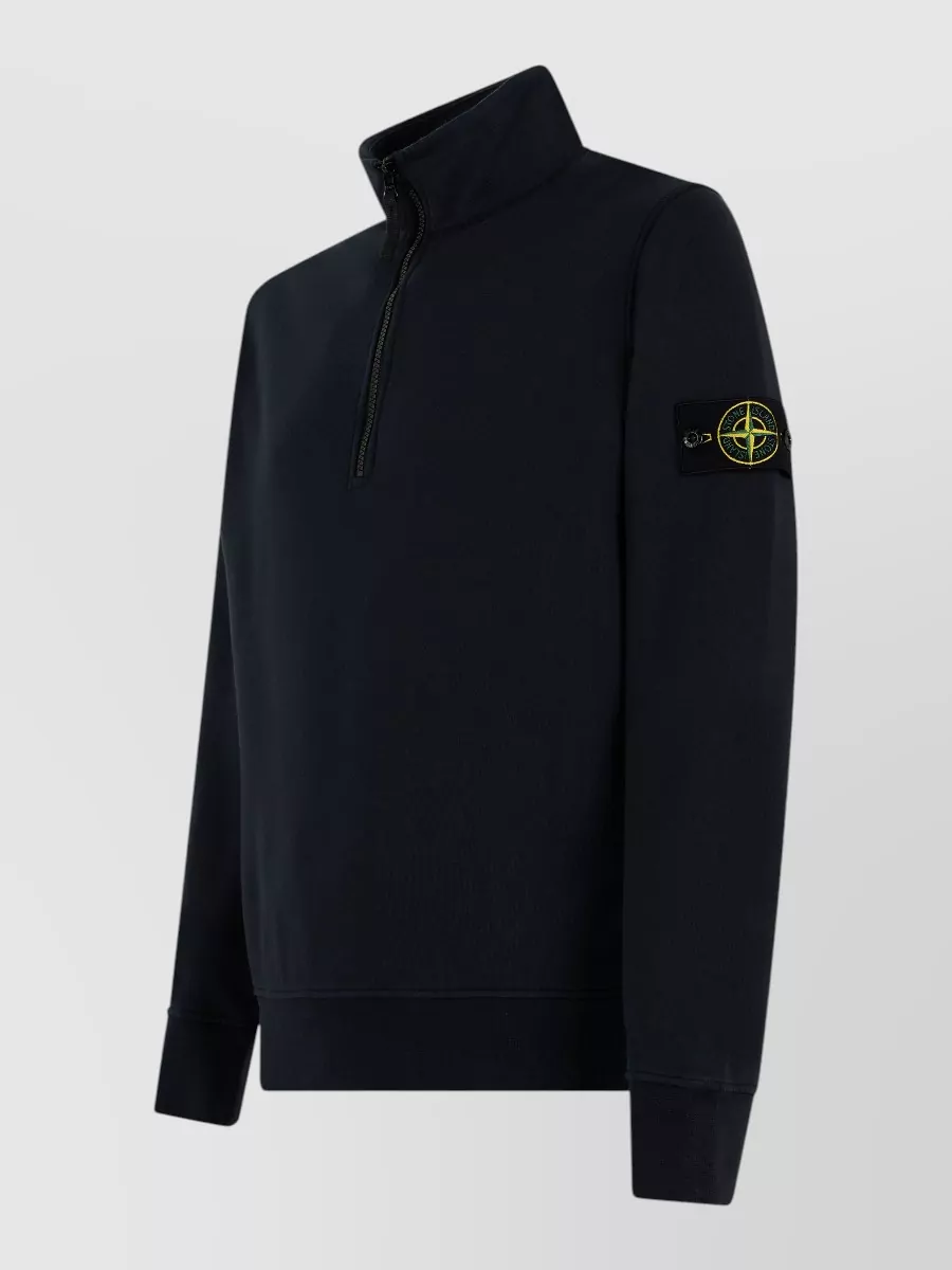 Stone Island Cotton Zip-Up High-Collar Sweatshirt