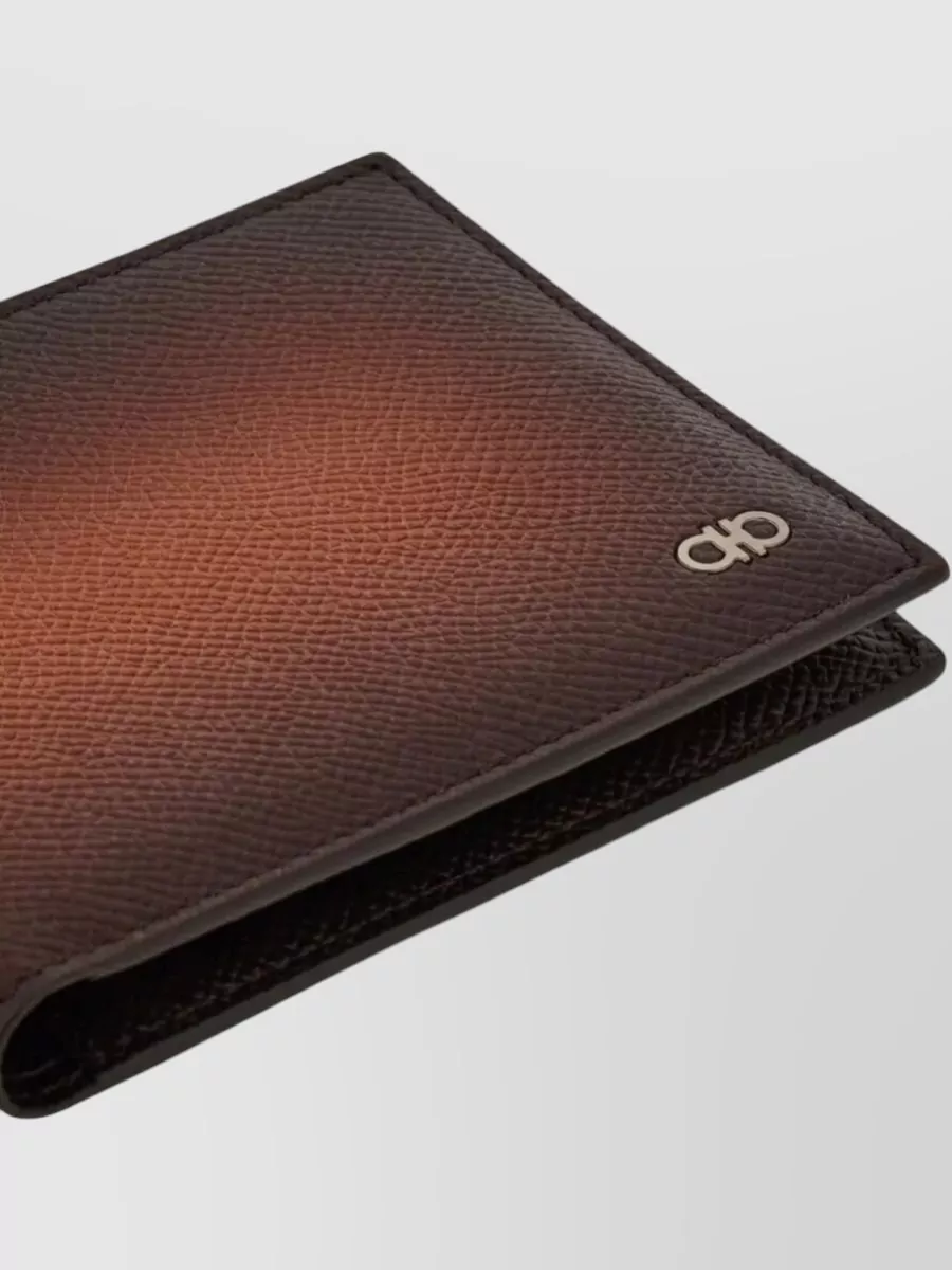 Ferragamo Micro Gancio Bifold Wallet Textured Finish