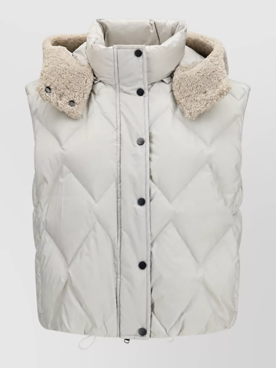 Brunello Cucinelli quilted padded shearling hood vest