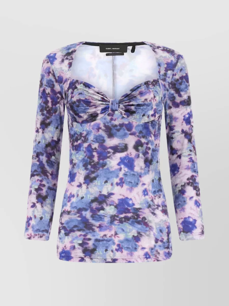 Shop Isabel Marant Silhouette Stretch Top With Printed Nylon In Purple
