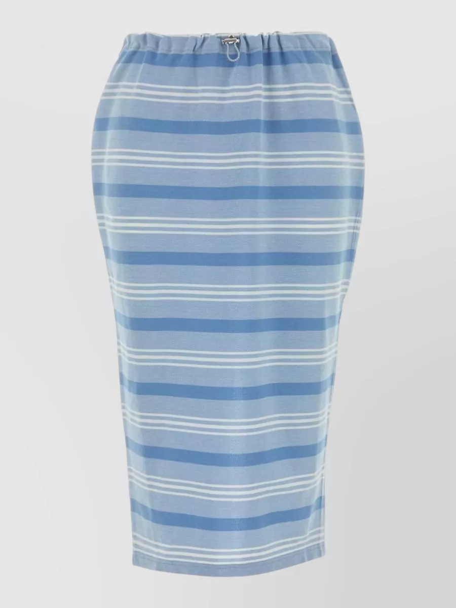 Prada Striped cotton piqué midi skirt