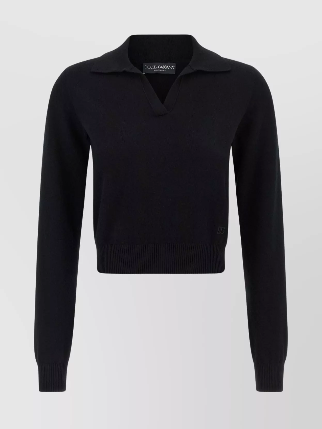 Dolce & Gabbana Polo-style Cashmere Sweater With V-neck In Black
