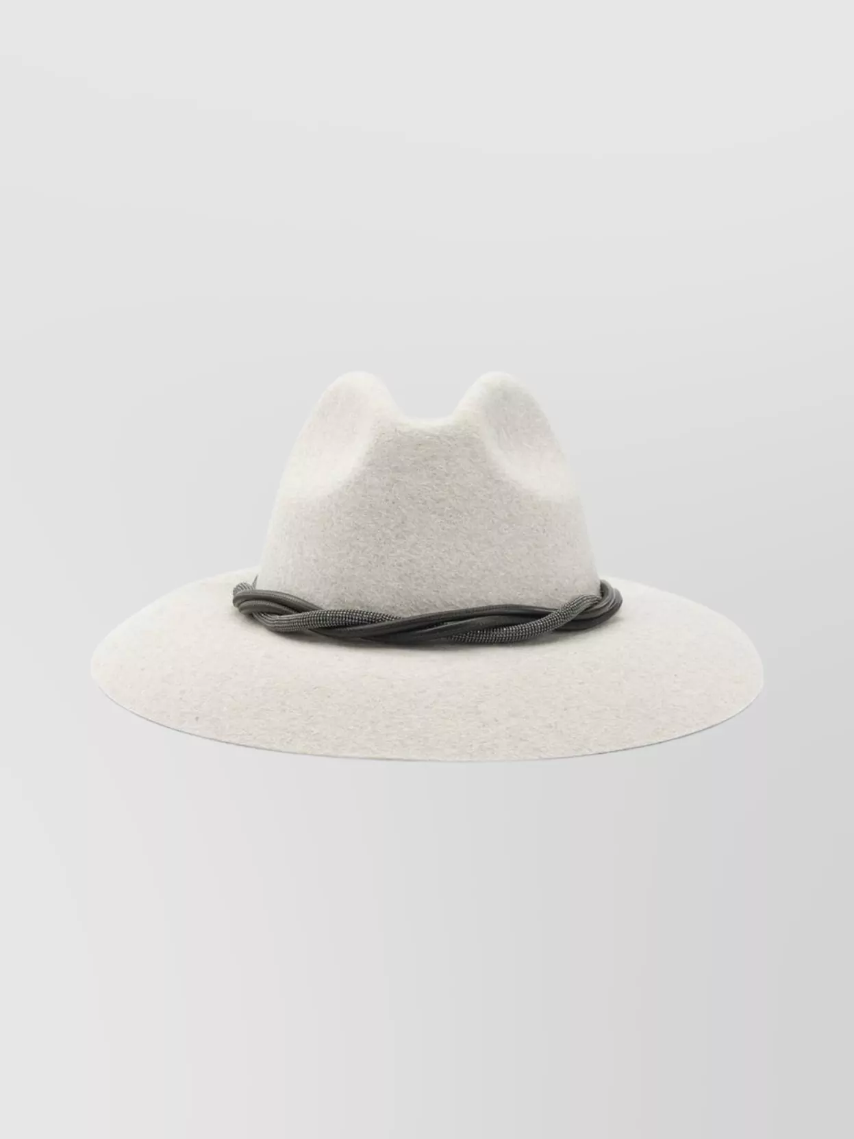 Brunello Cucinelli Wide Brim Fedora Twisted Band Detail In Neutral