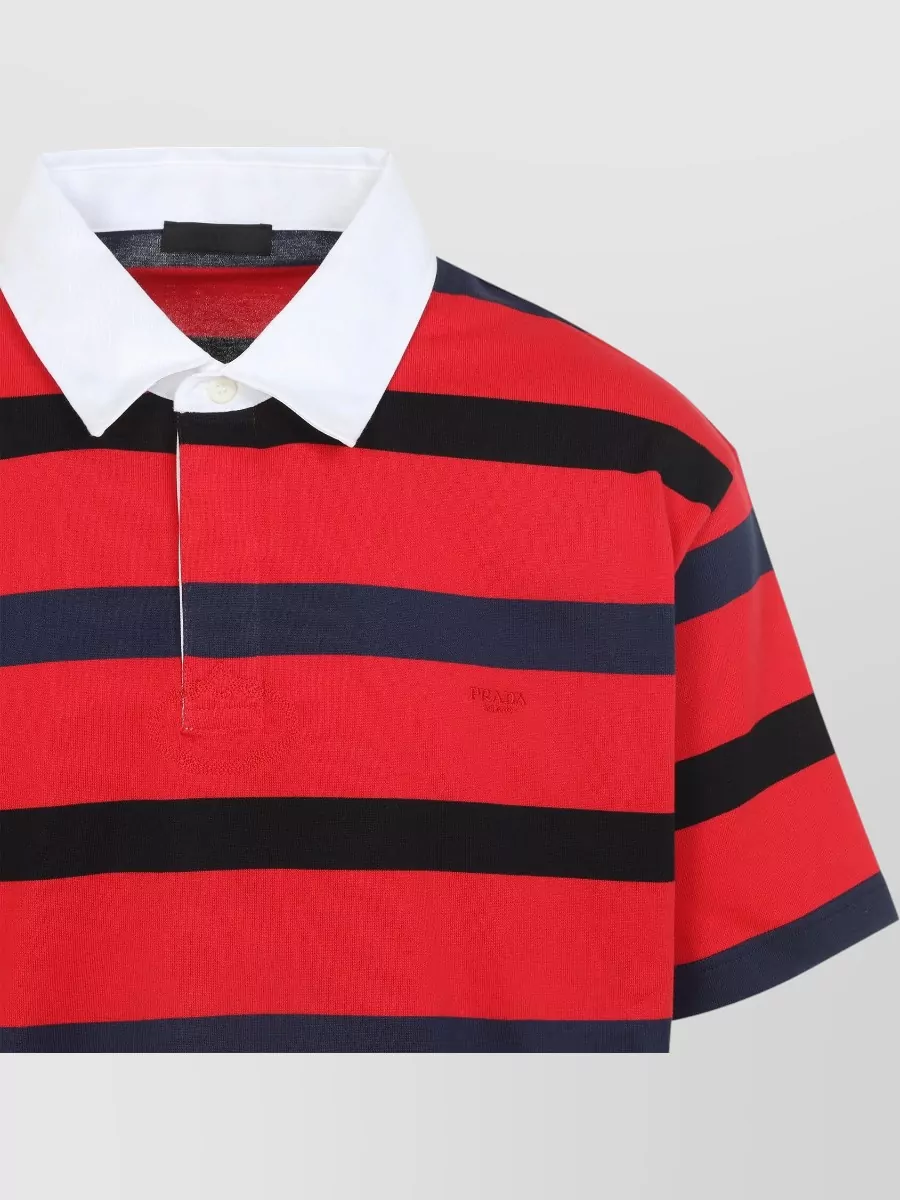 Prada Striped Cotton Short-Sleeve Polo Shirt
