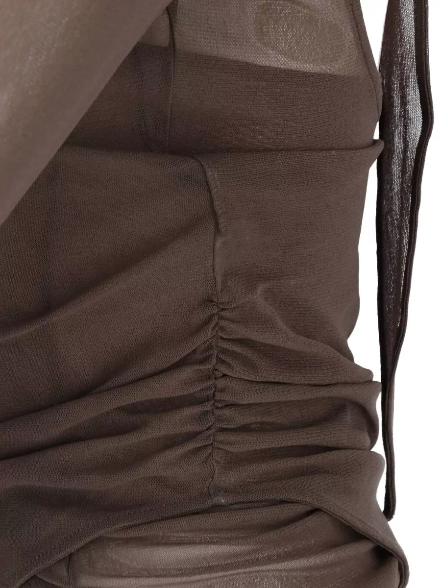 Lemaire Sheer Long-Sleeve Draped-Scarf Bodysuit