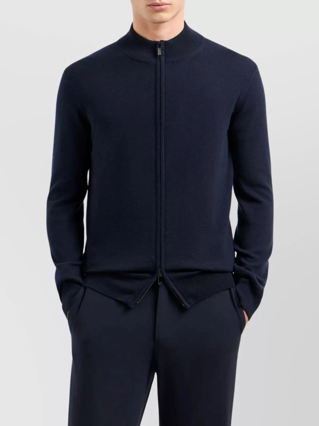 Giorgio Armani Full Zip Sweater High Collar