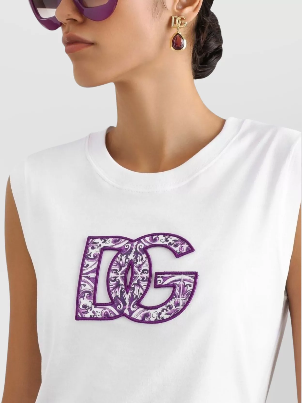 Dolce & Gabbana Cotton Logo T-shirt Cap Sleeves In White