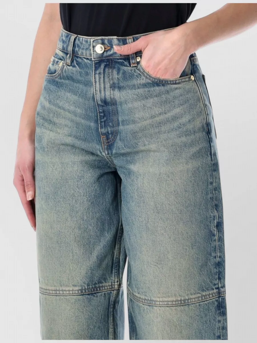 Ganni Denim Mid-Rise Tapered-Leg Jeans