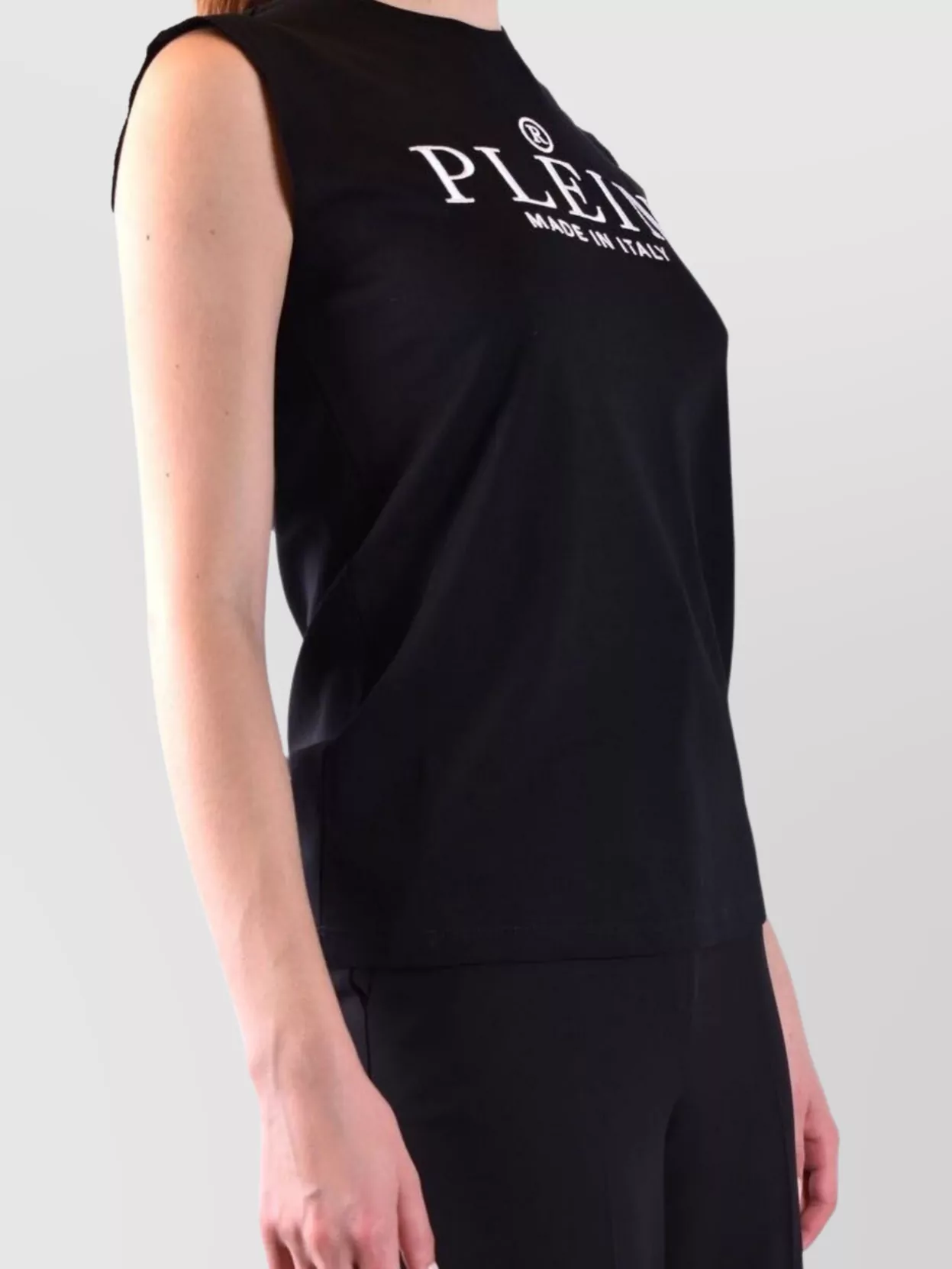 Philipp Plein Shoulder Button Sleeveless Crew Neck Top
