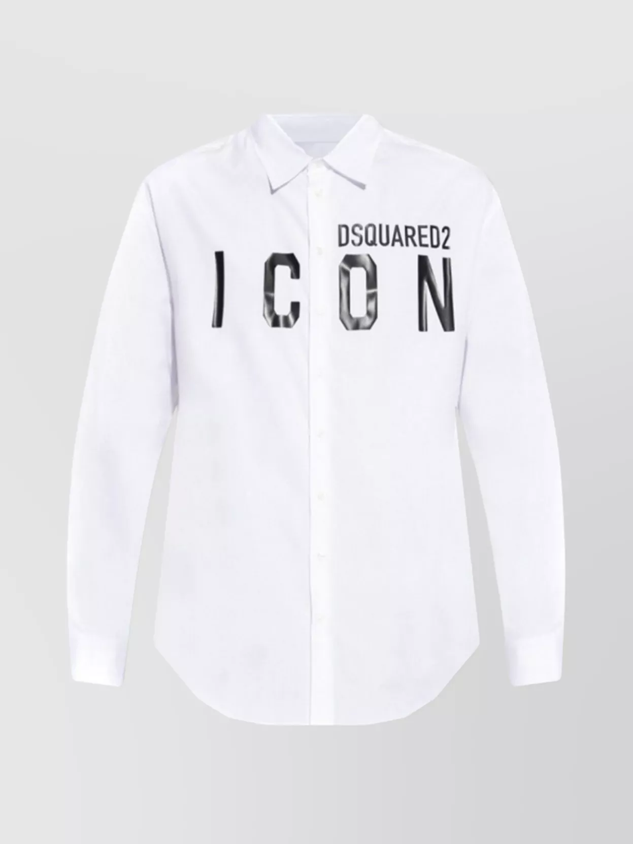 Dsquared2 Collared Shirt With Curved Hem And Long Sleeves In White