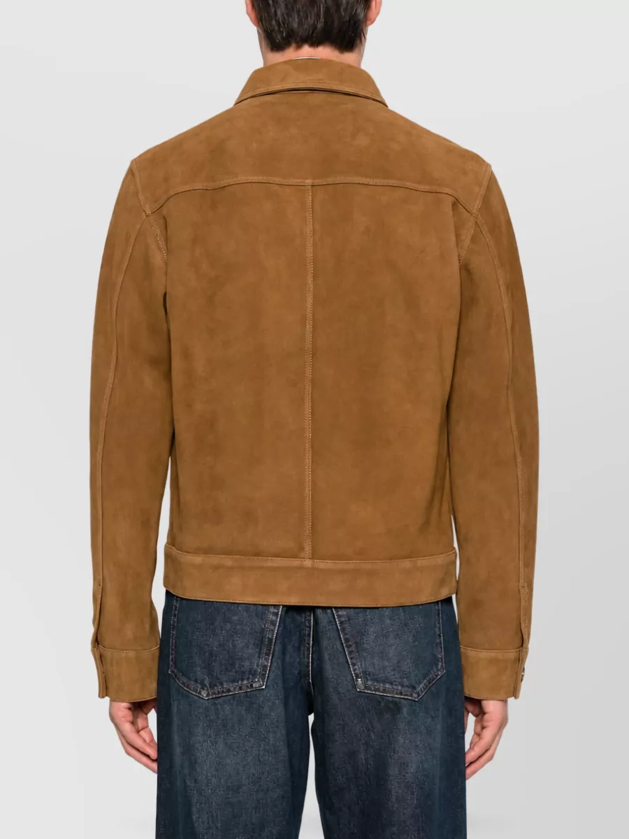 Ami Paris Leather Single Breasted Coat