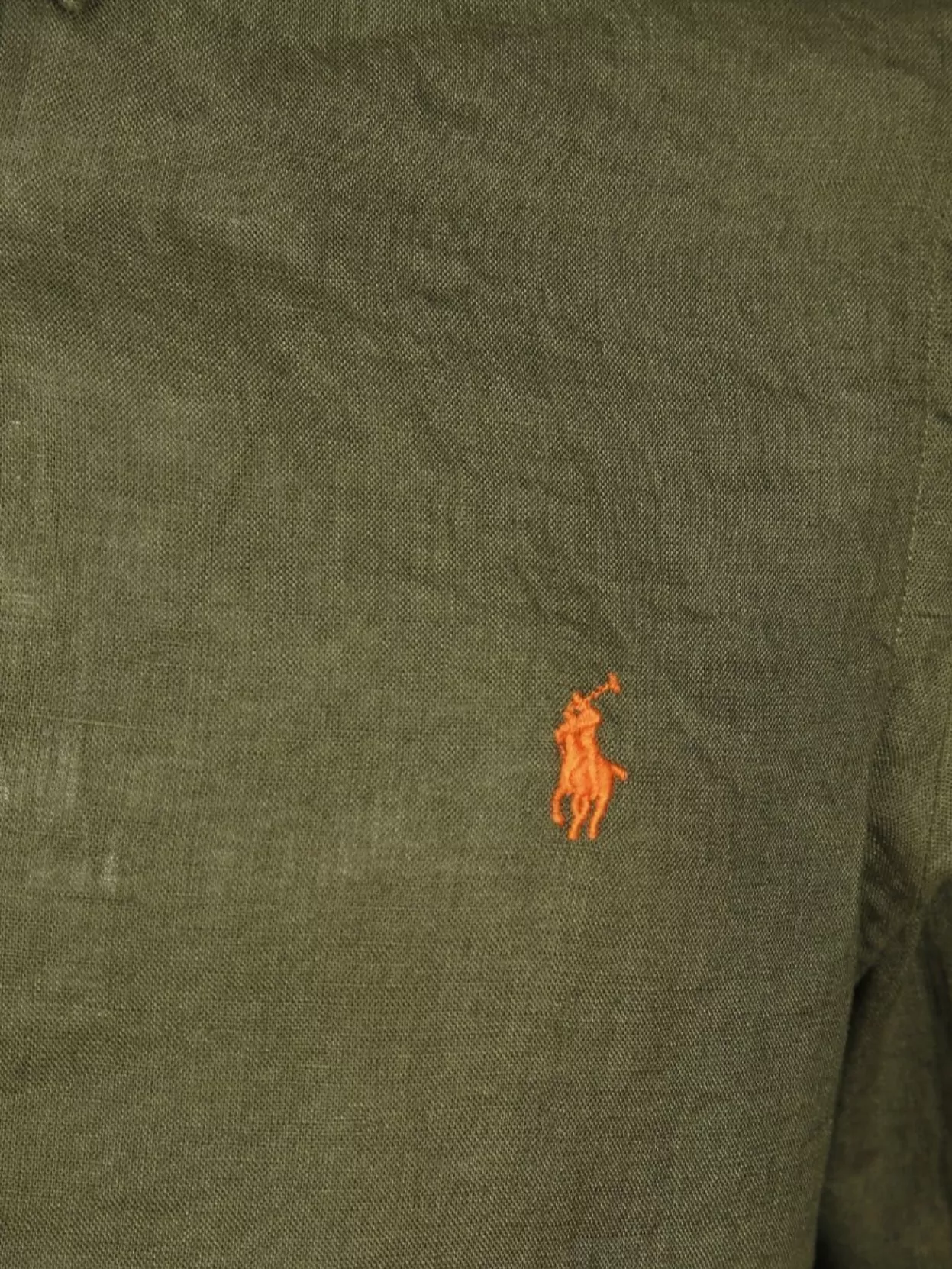 Polo Ralph Lauren Olive Green Cotton Shirt With Signature Polo Pony Motif