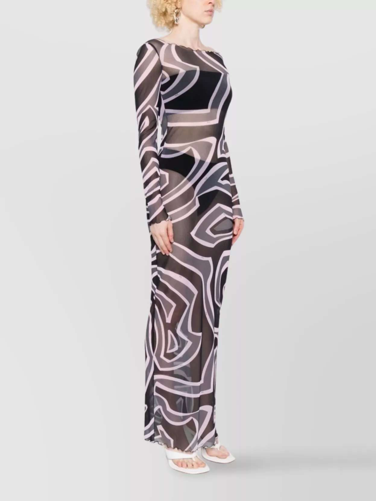 Pucci Maxi Dress With Abstract Pattern And Long Sleeves
