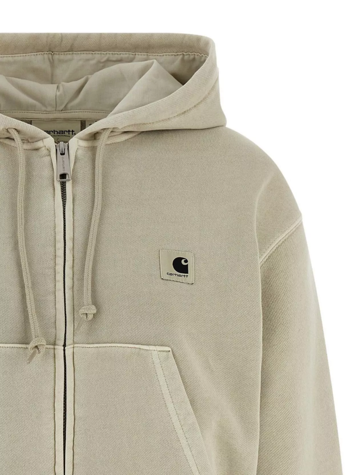 Carhartt Hooded Sweatshirt Featuring Ribbed Cuffs And Hem In Neutral