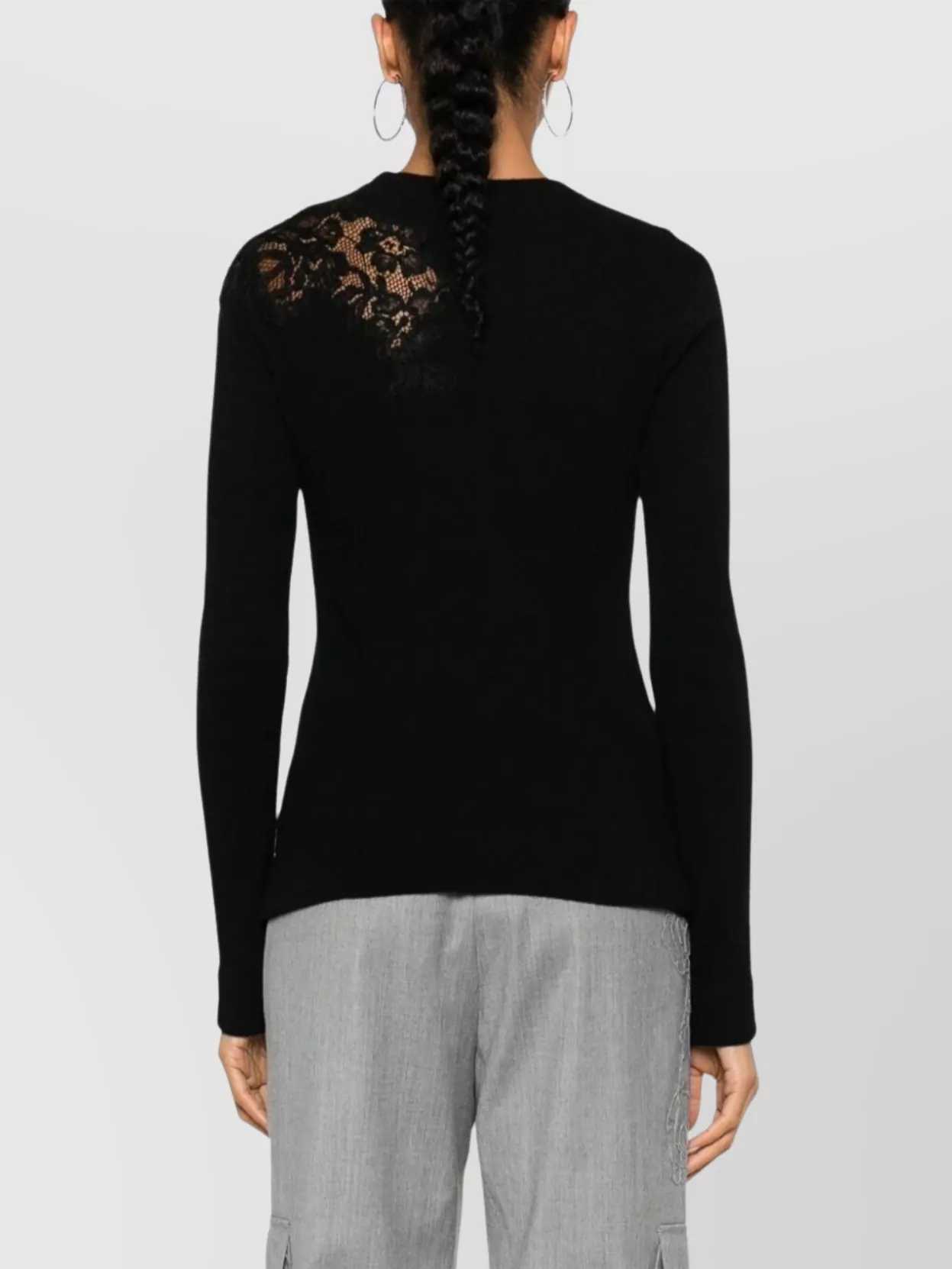 Ermanno Scervino Long Sleeve Knitwear With Lace And Ribbed Hem