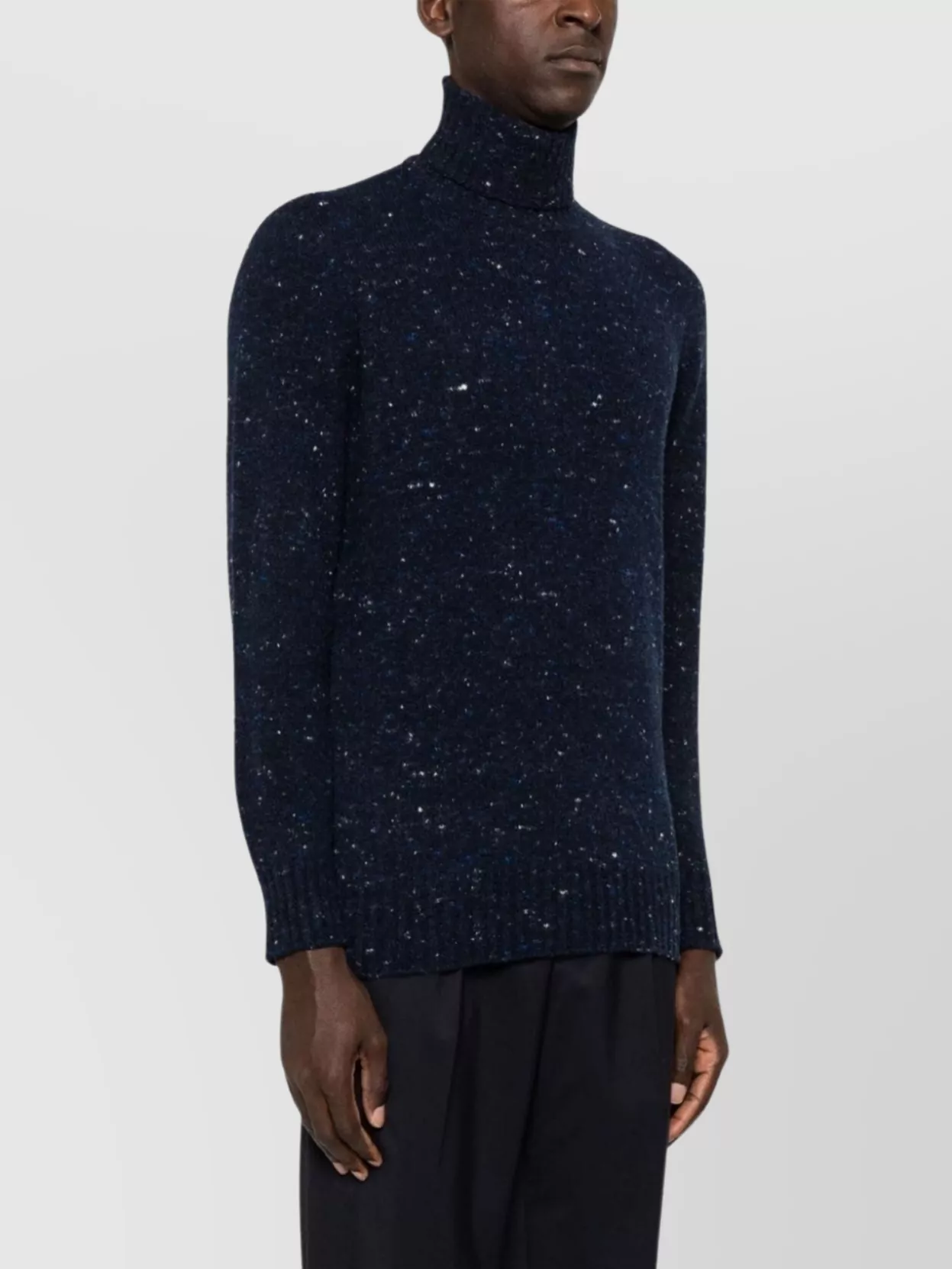 Drumohr Speckle Knit Turtleneck Sweater With Ribbed Cuffs