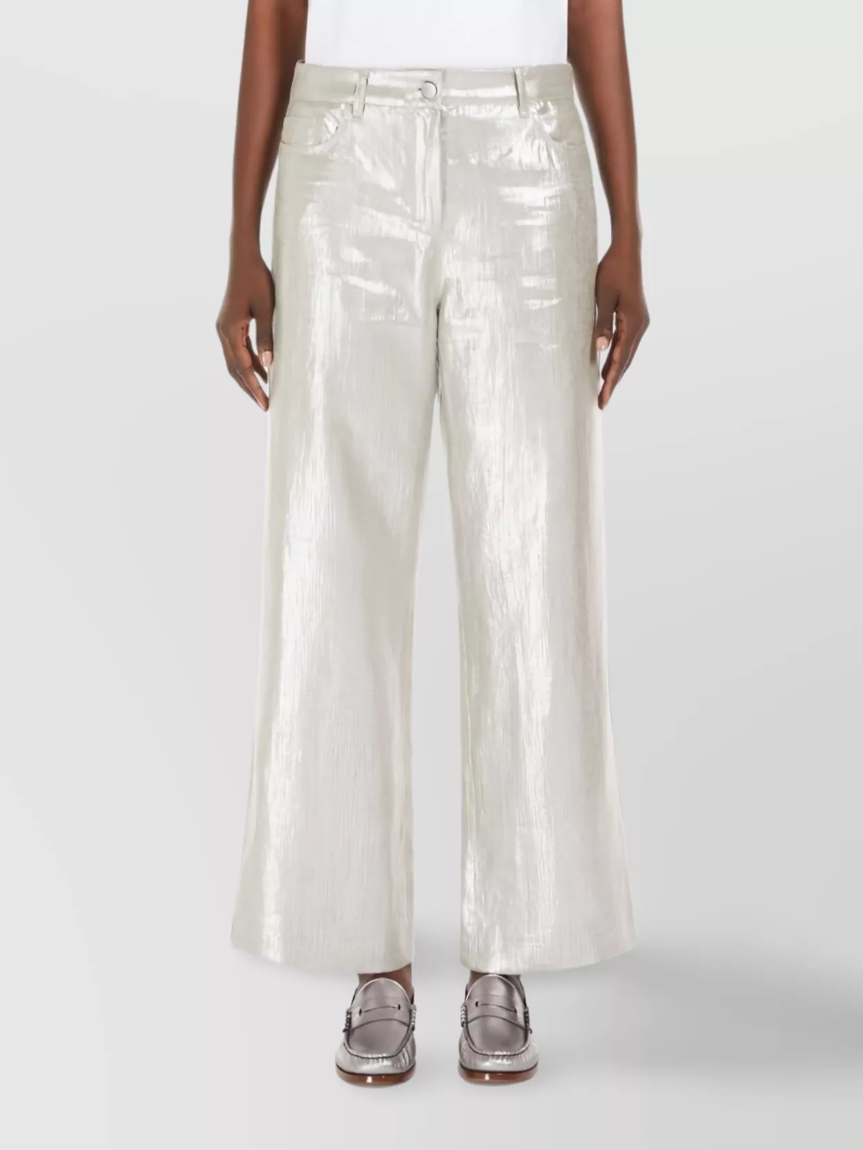 S Max Mara Wide-Leg Trousers Metallic Finish