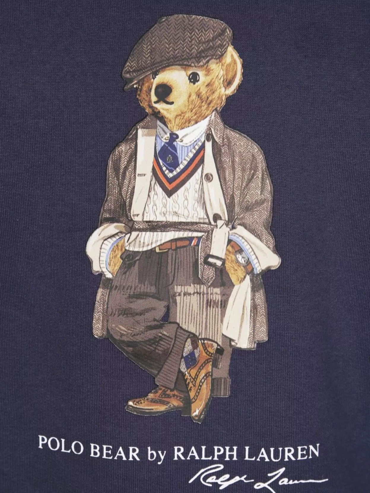 Polo Ralph Lauren Navy Blue Cotton Blend Sweatshirt With Iconic Bear Logo In Blue