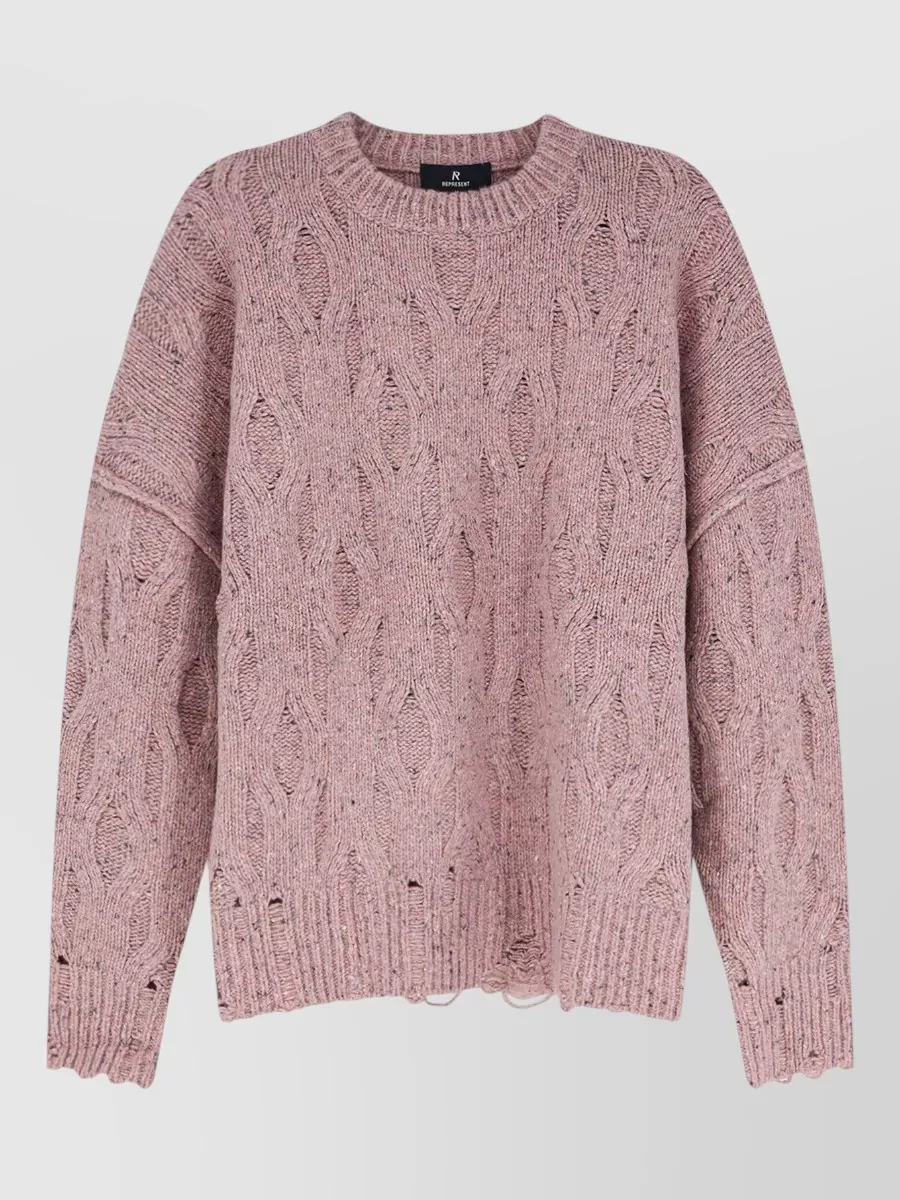 Represent cable-knit distressed wool-blend jumper