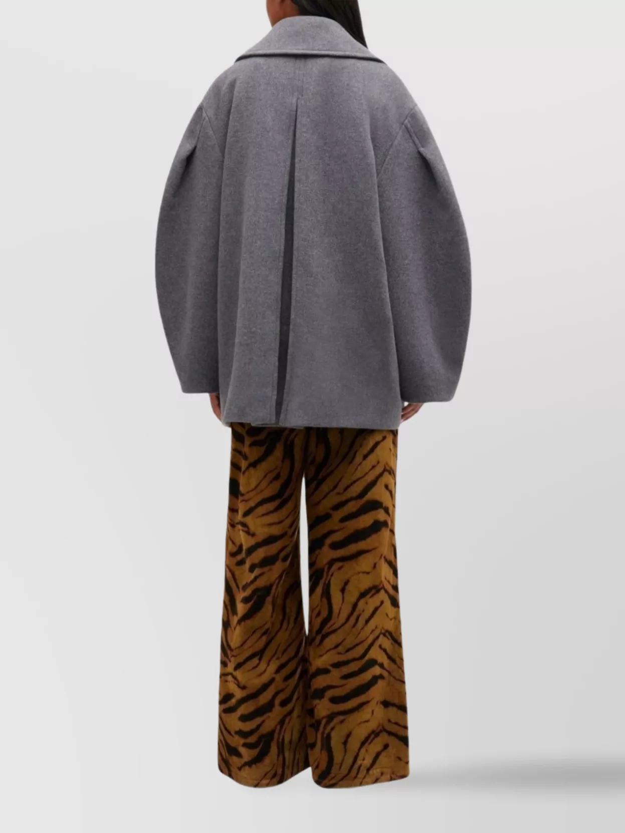 Ganni Double-breasted Oversized Coat Featuring Pockets In Gray