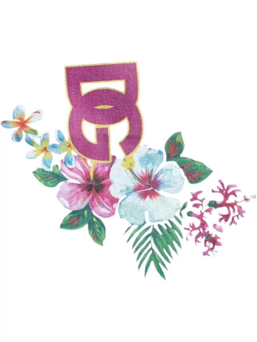 Dolce&Gabbana Floral-Print Logo-Print Cotton Crew-Neck T-Shirt