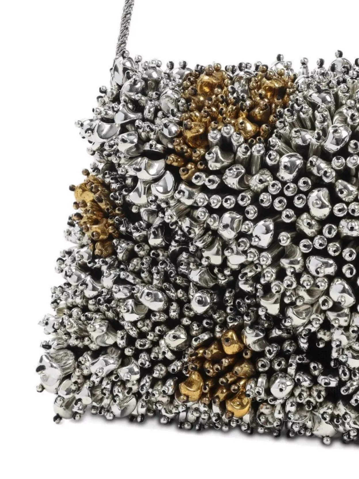 Dries Van Noten Silver Embellished Metallic Clutch Bag