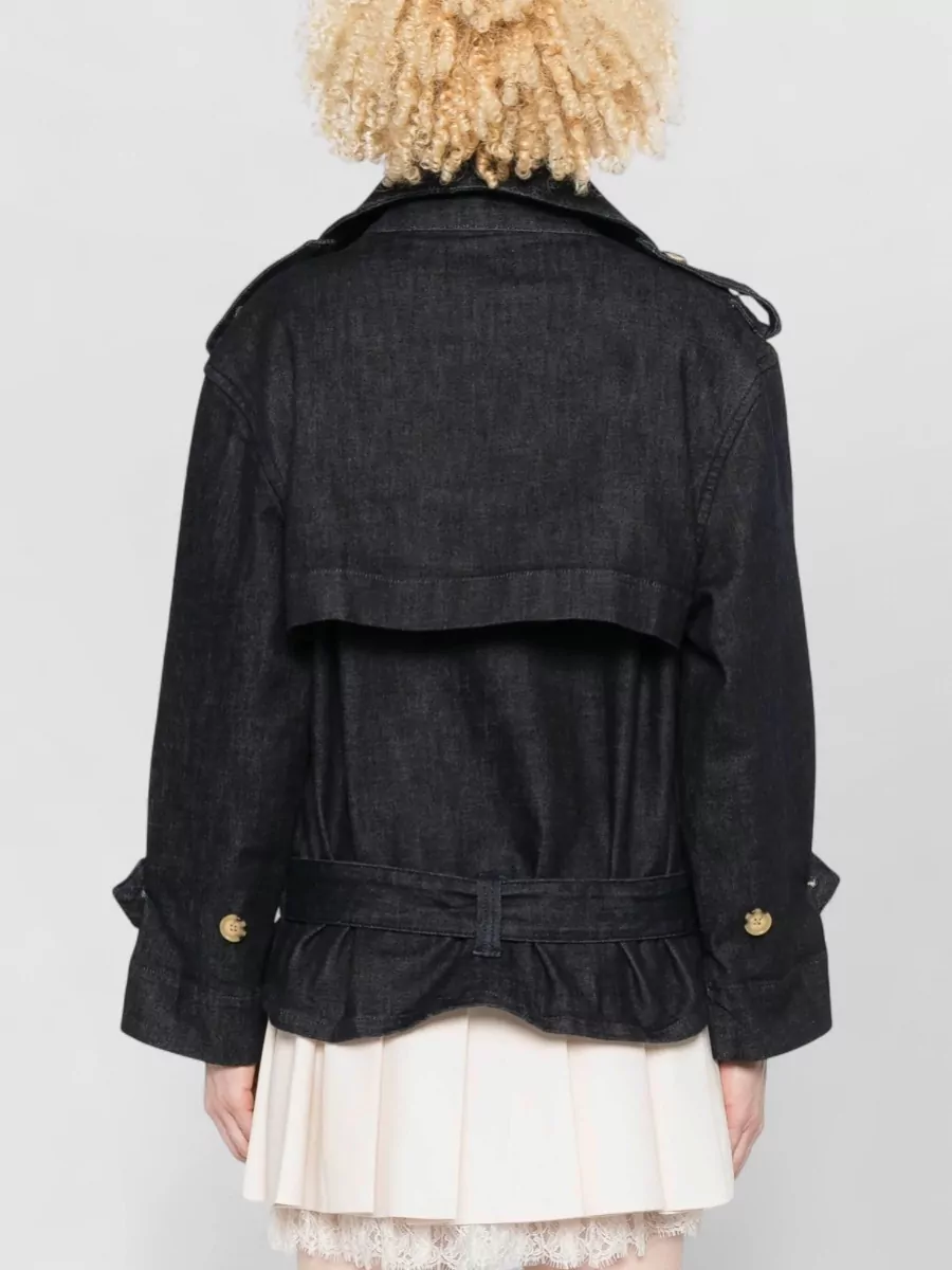 Self-Portrait Denim Oversized Belted Trench Jacket