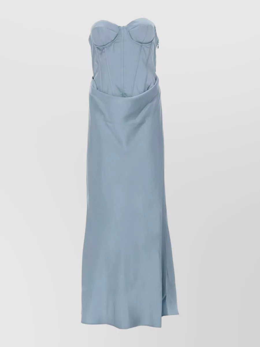 Rotate Birger Christensen Strapless Corset Maxi Dress Draped Slit
