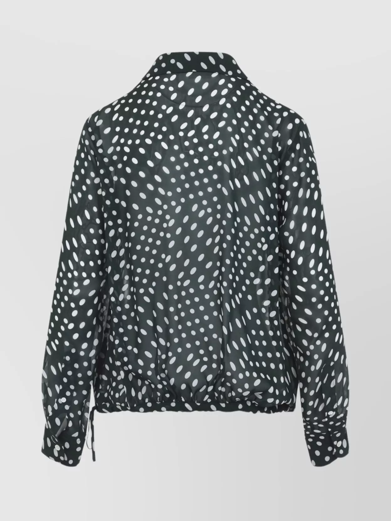 Dries Van Noten Printed Long Sleeve Blouse With Drawstring Hem In Green